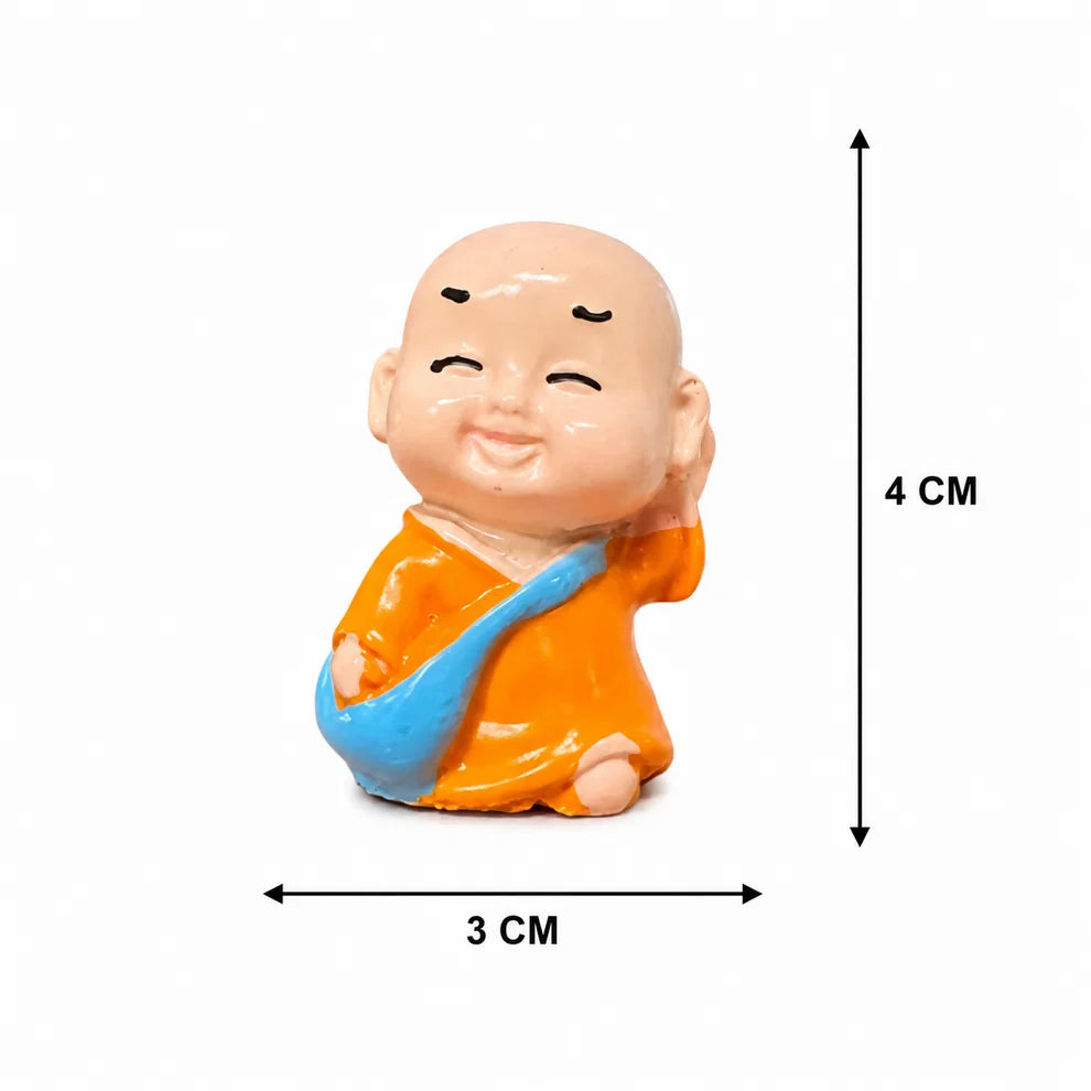 Laughing Monk Figurines Set of 8 — Resin Dashboard & Home Decor Statues