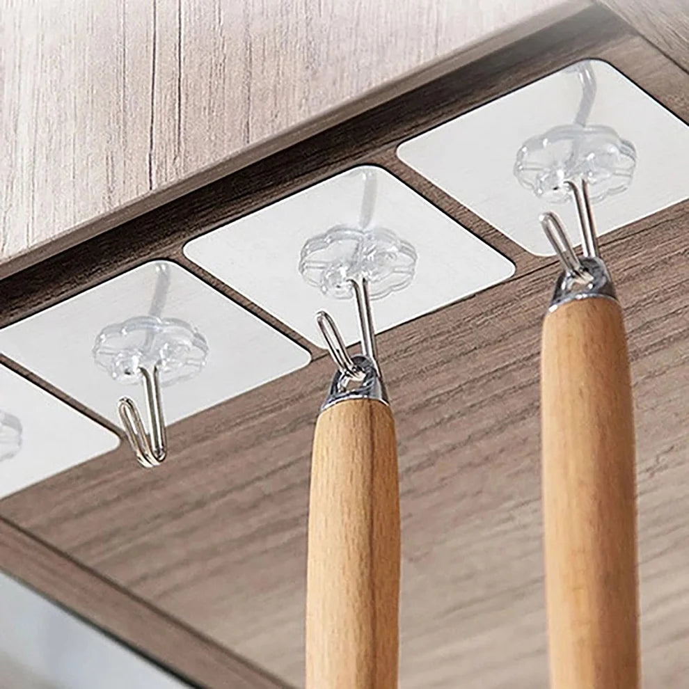 ANRIIO Stainless Steel Adhesive Wall Hooks — 10 Pc