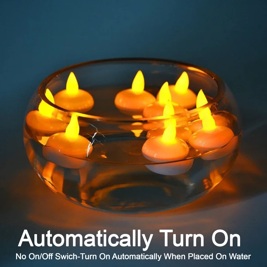 Set Of 12 Flameless Floating Candles Battery Operated Tea Lights Teali ...
