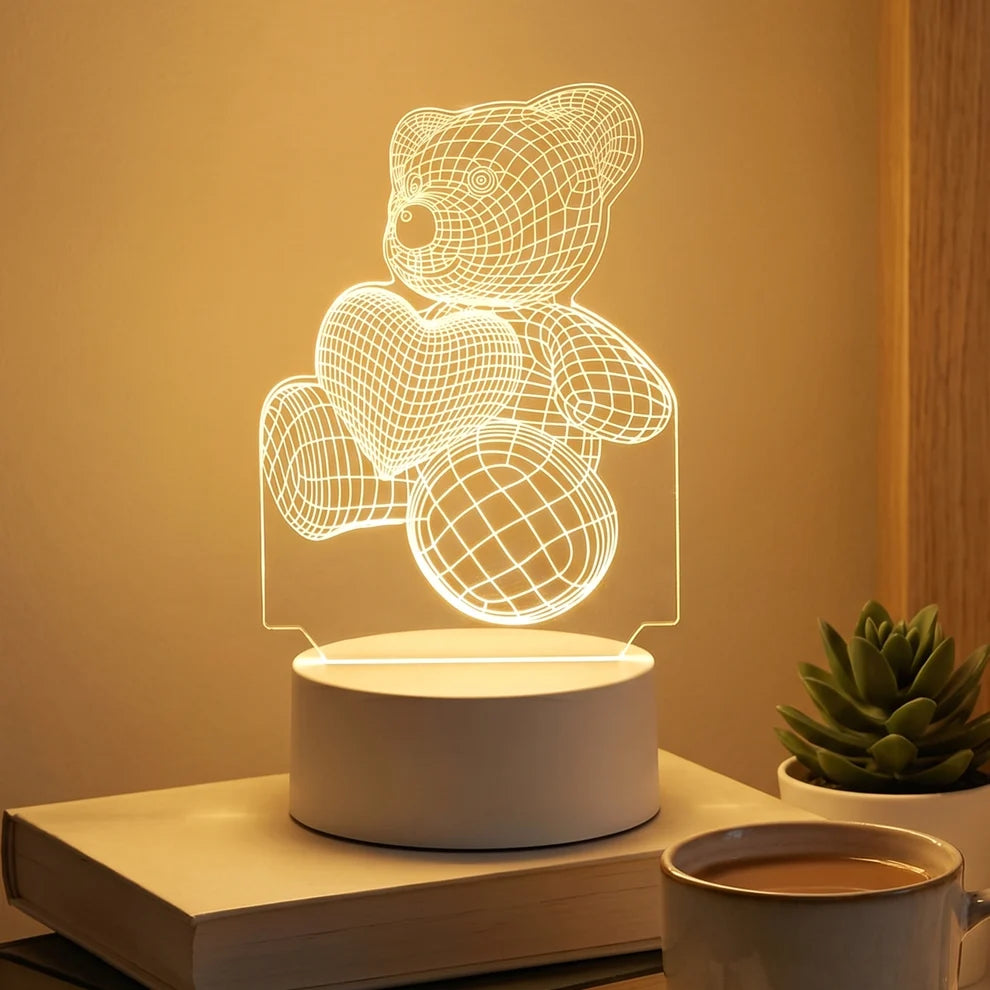 ANRIIO 3D Teddy Bear Heart Night Lamp