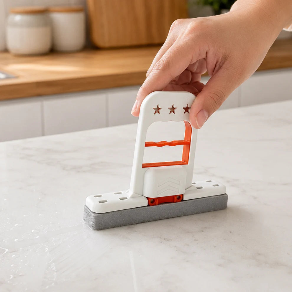Mini Handheld Sponge Mop with Squeegee – Self-Squeeze Kitchen & Glass Cleaner