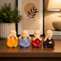 Set of 4 Mini Monk Showpieces — Home Decor, Car Dashboard & Desk Statues