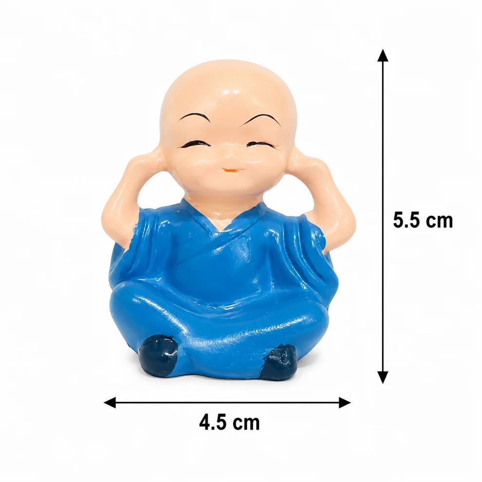 Set of 4 Mini Monk Showpieces — Home Decor, Car Dashboard & Desk Statues