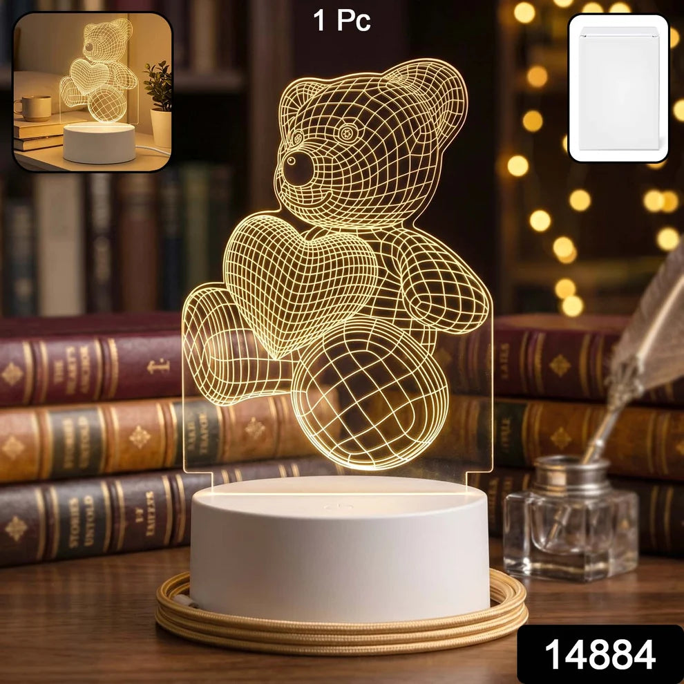 ANRIIO 3D Teddy Bear Heart Night Lamp